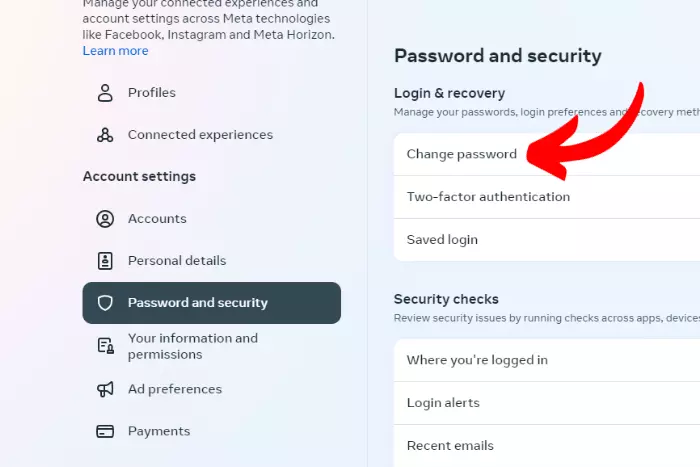 Change or reset your Facebook password