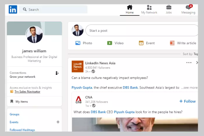 Open LinkedIn either on your mobile app or through your Chrome browser