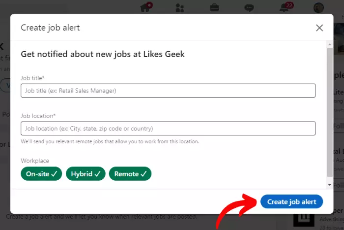 Add Job Alerts on LinkedIn