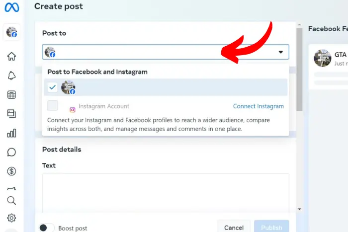 can you cross post from facebook to instagram