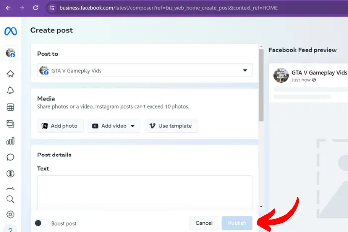 create a post and publish it